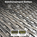 ovios 7 Pieces Patio Furniture Set with 42" Fire Pit Table, Outdoor Sofa Couch with Solar Lights Table Comfy Cushions, Modern Deep Seat Wicker Rattan Conversation Set, Orange Red