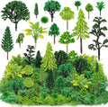 36 Pcs Green Mixed Model Trees with 40g Moss, Diorama Trees Grass Mini Fake Miniature Trees Moss for Building Model, Model Train Scenery, Natural Green Landscape, Railroad Scenery