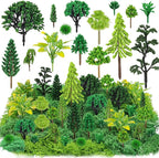 36 Pcs Green Mixed Model Trees with 40g Moss, Diorama Trees Grass Mini Fake Miniature Trees Moss for Building Model, Model Train Scenery, Natural Green Landscape, Railroad Scenery