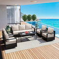 Outdoor Patio Furniture Set, 6-Piece Aluminum Patio Conversation Set All-Weather Metal Outdoor Sectional with 6 Inch Thick Cushions, Deep Setting for Garden, Outside and Porch