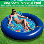 JAMBO Huge Round 76 x 76 Tanning Pool Lounger, Pool Float, Inflatable Sun Tanning Pool Float, Tanning Chair, Pool Floats Adult, Water Lounge Raft Pool Lounger Adults, Tanning Raft Sunchill Tanning Bed