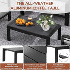 Solaste Aluminum Patio Furniture Set, 5 Seats Modern Outdoor Conversation Set Sectional Sofa with Upgrade Cushion and Coffee Table,Black Frame and Grey Cushion