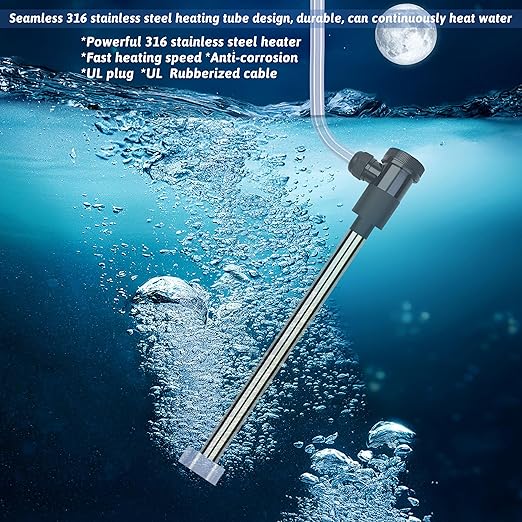 2000W Immersion Water Heater Portable Electric Hot Tub and Pool Submersible Water Heater with WiFi Timer and Auto Shut Off for Spa, Above Ground Pool, Bathtub, Swimming Pool and Baptistry.