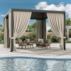 Gazebo Universal Replacement Privacy Curtain,10'×13' Gazebo Outdoor Waterproof Curtains, 4-Panels Sidewall Curtains with Double Zipper for Patio Canopy, Garden and Backyard (Curtain Only)