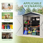 4×6 Ft Metal Outdoor Storage Shed with Floor Base, 0.25mm Galvanized Steel Metal Garden Shed Waterproof with Lockable Door for Backyard, Patio, Garden, Dark Grey