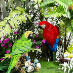 2 Pieces Parrot Decor Outdoor Tiki Bar Decorations Large Realistic Parrot Statues for Outside Lifelike Bird Sculptures Garden Patio Yard Lawn Figurines for Tropical Animal Tree Wall (Green, Red)