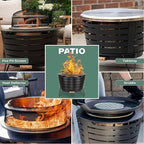 TIKI Patio Fire Pit Bundle – 25-Inch Smokeless Wood Burning Outdoor Fire Pit for Backyard, Patio, Deck & Garden with Removable Ash Pan, Stand & Weather-Resistant Cover – Modern Black Stainless Steel
