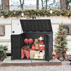 Light Gray Outdoor Resin Storage Shed 36 Cu. Ft. Garden Horizontal Storage Extra Large Capacity Weather Resistant Storage Box, Lockable Resin Waterproof Shed for Garbage Cans, Garden Tools