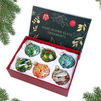 Set of 6 Hand Blown Glass Christmas Ornaments Hanging Gazing Ball Witches Ball Christmas Decor for Garden Patio Window Xmas Tree