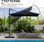 9' X 12' Cantilever Patio Umbrella with Base Included 360°Rotation Rectangular Outdoor Large Offset Umbrellas Heavy Duty Windproof for Garden Deck Pool, Black