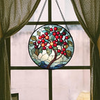 CRIS GIF Stained Glass Window Hanging - Red Fruit Tree Landscape Suncatcher for Doors Garden Patio Sun Catchers Decor Christmas Mother's Day Birthday Gifts for Women Men Mom Nana Friend 9.8 in