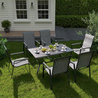 UDPATIO Patio Chairs Set of 6, Stackable Outdoor Chairs with All Weather Breathable Textilene, High Back Metal Frame for Lawn Garden Backyard Deck, Dark Grey
