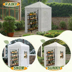 Devoko Walk-in Greenhouse, Portable Pop-in Green House with Zippered Door and 2 Roll-up Windows and PE Cover, Portable and Easy Assemble (White, 6x4 Feet)