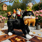 Cat Garden Gnome Statue - 9 "Lawn Decoration - Suitable for Patio, Balcony, Yard Decoration - Unique Housewarming Gift, Gift for Lover Mom Women Grandma,Halloween Cat Statue
