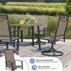Outdoor Patio Swivel Dining Chairs Set of 6, All-Weather Swivel Rocker Chairs with Textilene High Back and Black Rust-Proof Metal Frame, Perfect for Patio, Lawn, Garden, or Backyard, Mocha