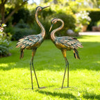 Shorayn Metal Crane Garden Statue, Garden Sculptures & Statues, Bronze Crane Ornaments Yard Art for Backyard Patio Lawn Decorations