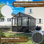 BlueWish 6x10FT Greenhouse, Greenhouse for Outdoor with Cedar Frame, Adjustable Vent, Wood Greenhouses with Polycarbonate Panel, Green House for Outside, Garden, Backyard, Black