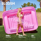 SLOOSH Inflatable Tanning Pool Lounger Float, 85" x 57" Extra Large Pool Floats Adult with Pillow, 4 in 1 Suntan Tub Raft Floatie,Sunbathing Bed Lounge for Water Blow Up Ball Pit Party Gifts, XL-Pink