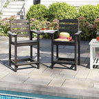 OTSUN Tall Adirondack Chairs Set of 4 with Connecting Tray, 24 inches HDPE Bar Height Outdoor Chairs, All Weather Resistant for Balcony, Porch, Kitchen (4 PCS, Black)