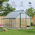 8X14 ft Polycarbonate Greenhouse with Aluminum Frame, Polycarbonate Greenhouse for Outdoors, Greenhouses with Ventilation and Rain Gutter, Aluminum Large Walk-in Greenhouses for Outside