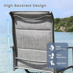 VICLLAX 5 Pieces Patio Dining Set, 4 Seats Outdoor Furniture Set Includes 40.2" Square Outdoor Dining Table and 4 Swivel Patio Chairs, Grey Wood Grain Tabletop and Grey Fabric