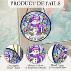 kdqua Christmas Snowman Suncatcher Stained Glass Window Hanging, Let It Snow Winter Snowman Sun Catchers Indoor Window Glass Round Wall Decor, Christmas Wall Art Hanging Decorations Statues, 7.9x7.9in