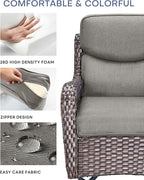 Pop 22x25/22x24 Outdoor Cushions for Patio Couch Chairs Set of 3 - High Back Comfy Outside Seat Cushions for Lawn Wicker Dining Rocker Glider Loveseat 3-Seater Sectional Sofa - Grey/Smile