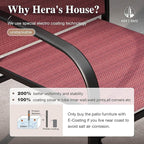 HERA'S HOUSE Outdoor Dining Chairs Set of 6, Patio Lawn 36" Textilene Fabric Chair with Wrought Iron Metal Frame Support 350lbs for Garden Backyard Lawn Kitchen, Red