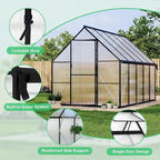 8 ft x10 ft Aluminum-Framed Polycarbonate Greenhouse, Heavy Duty Polycarbonate Greenhouse with Quick Setup Structure and Roof Vent, Large Enhanced Aluminum Green House Kit for Outdoors
