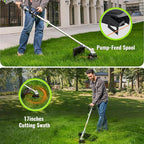 60V Lithium Ion Cordless String Trimmer, 17 Inch Two Speed Brushless String Trimmer with 5.0Ah Battery and Charger