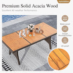 Sophia & William 7 Piece Patio Dining Set, Patio Table and Chairs Set Outdoor Dining Set for 6, Acacia Wood Patio Dining Table Set with PE Rattan Wicker Chairs for Garden, Porch, Backyard