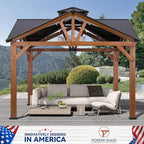 Modern Shade Cedar Wood Gazebo 12’ x 12’, Heavy Duty Hardtop Gazebo with Steel Roof, Water Resistant, Wind Resistant, Solid Wood Framed Pavilion, Perfect for Your Permanent Outdoor Pavilion