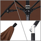 California Umbrella 9' Round Aluminum Pole Fiberglass Rib Market Umbrella, Crank Lift, Collar Tilt, Black Pole, Sunbrella Spectrum Mist