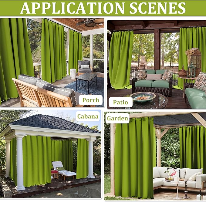 Gazebo Universal Replacement Privacy Curtain,12'×14' Gazebo Outdoor Waterproof Curtains, 4-Panels Sidewall Curtains with Double Zipper for Patio Canopy, Garden and Backyard (Curtain Only)