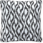 BrylaneHome 16" Square Toss Pillow - Patio & Outdoor - Patio & Outdoor - Water, Stain & Fade Resistant - Black Ikat