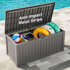 120 Gallon Outdoor Storage Box, Resin Deck Boxes Outdoor Waterproof For Patio Furniture, Garden Tools, Pool Supplies, Durable And UV Resistant, Lockable
