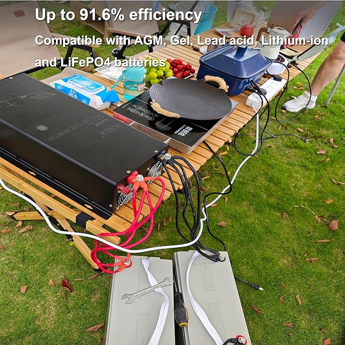 WZRELB 6000W 48V Split Phase Power Inverter,48 Volt DC to AC 120V/240V Pure Sine Wave Inverter,15ft LCD Remote Panel,2*AC Hardwire Terminal,12KW Surge