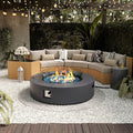 UPHA 42-inch Outdoor Propane Gas Fire Pit Table 50000 BTU Concrete Rectangle FirePit for Outside Patio with Propane Tank Cover, Wind Guad, Blue Glass Rocks, Rain Cover, Grey