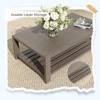 UDPATIO 5 Piece Aluminum Patio Furniture Set Faux Wood Grain Modern Outdoor Furniture Set with 6" Olefin Fabric Cushions and Coffee Table, 600D Waterproof Cover Included, Dark Grey