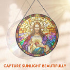 FLAGWIX Christmas Christian Gifts for Women Faith - Stained Glass Window Hanging 8 in - Birthday Catholic Religious Gifts, Suncatchers Windows Hanging, Spiritual Suncatcher Home Garden Decor