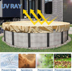 ECOOPTS 15 ft Round Pool Cover for Above Ground Pools, Swimming Pool Cover Protector Winter Safety Cover (Beige)