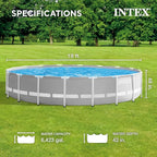 Intex 26731EH Prism Frame Premium Above Ground Swimming Pool Set: 18ft x 48in – Includes 1500 GPH Cartridge Filter Pump – Removable Ladder – Pool Cover – Ground Cloth