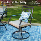 PHI VILLA Outdoor Metal Swivel Chairs Set of 4 Patio Dining Rocker Chair with Cushion Furniture Set for Garden Backyard Bistro, Black