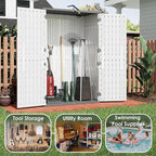 KAMABOKO Outdoor Storage Cabinet 55 Cu.Ft Outdoor Trash Can Storage Shed Waterproof Horizontal Storage Shed Outdoor Storage for Backyard, Patio, Poolside (White)