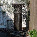 Decorative Roman Column Pedestal, Black Bronze, MGO Cement with Fiber, Classical Garden Pillar, Indoor Outdoor Decor, 33.5 inch Height, Wrap Foam Safely Delivered from Local Warehouse