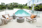 AMS Fireplace | Modeno Tramore Package | Light Gray Natural Gas Fire Pit Table for Outside Patio Bundle with Wind Guard, and SS Burner Lid | Free Ice Bucket & Rubber Mat