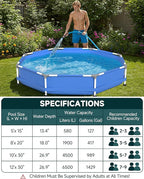 Above Ground Pools Family Swimming Pool for Outdoor Backyard with Pool Cover and Pool Mat: 8ft x 20in - Odor-Free Eco PE Material, Reinforced Steel Frame