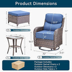Luxury High Back Outdoor Furniture with 6-Inch Thick Cushions, Patio Furniture Set with Ottomans, 5 PCS Wicker Conversation Set for Porch, Balcony, Deck and Yard
