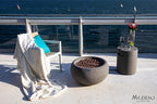 AMS Fireplace | Modeno Newbridge Package | Light Gray Natural Gas Fire Pit Table for Outside Patio Bundle with SS Burner Lid | Free Ice Bucket