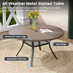 DIFY 7 Pieces Outdoor Patio Dining Set, 6 Sandshell Textilene Swivel Dining Chairs and 47.2" Grey Wood-Like Round Dining Table, Metal Outdoor Table and Chairs